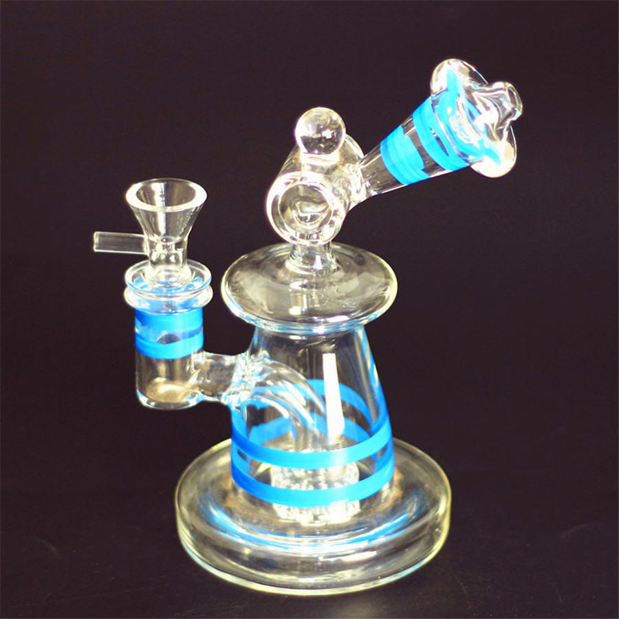 

New Hand painted circle glass Bong hookah Beaker Bong Ice Catcher Dab Oil Rigs Bowl Downstem Pipe Smoking Height 18cm