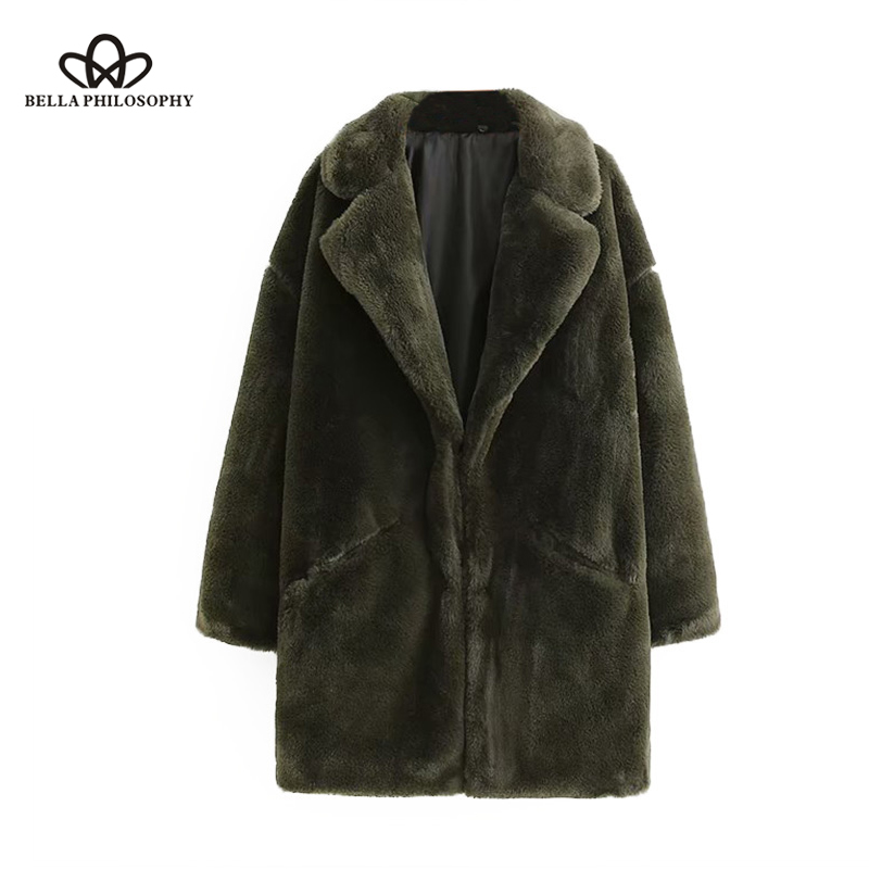 

Luck A Vintage Winter Thick Warm Faux Fur Coat Women 2020 Lapel Collar Long Sleeve Streetwear Outerwear Casual Casaco Femme, G2