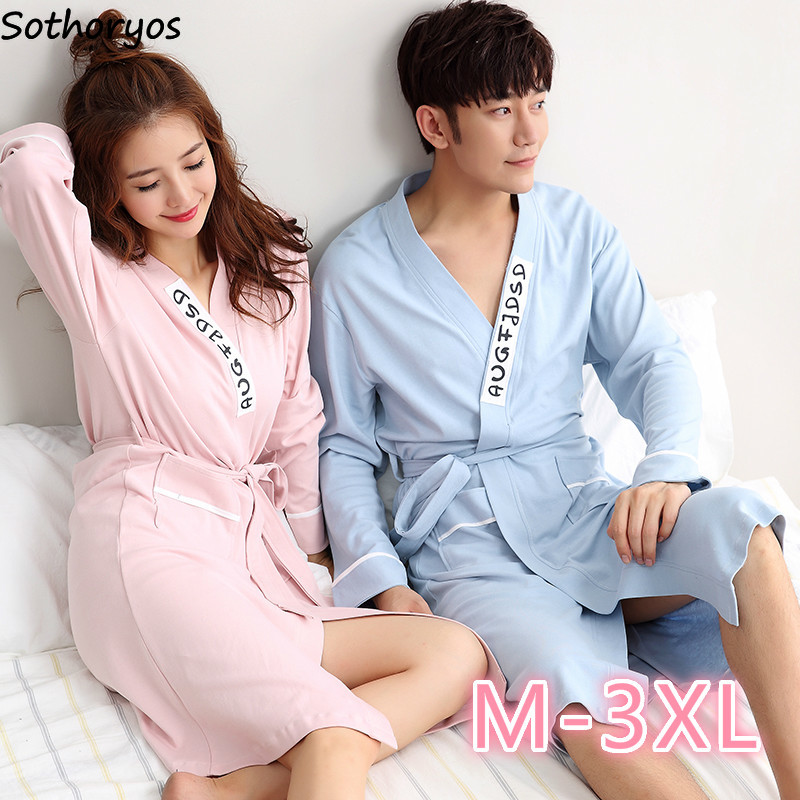 

Robes Women Loose Plus Size 3XL Long Sleeve Bathrobe Mid-calf Printed Soft Couple Sleepwear Simple Trendy Pocket Breathable Soft, Men12 short sleeve