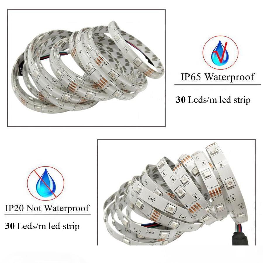 

RGB SMD 5050 LED Strip Light Waterproof RGB Led Tape Flexible Light Strip+ Bluetooth control of mobile phone +12V Power Supply