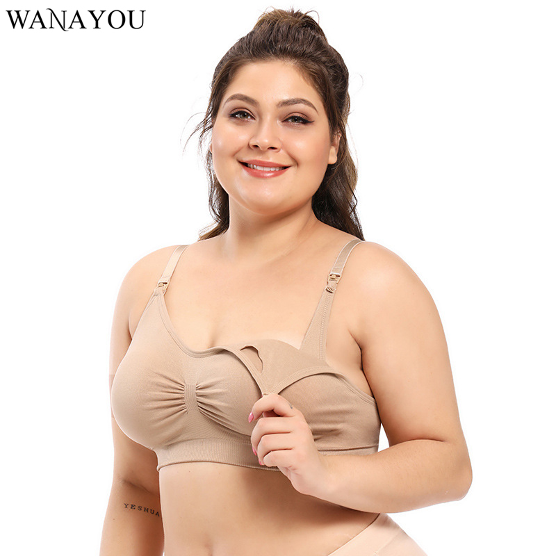 

WANAYOU Large Size Front Buckle Breastfeeding Bras Padded Wirefree Quick Drying Sports Bras Breathable Maternity Nursing, Purple