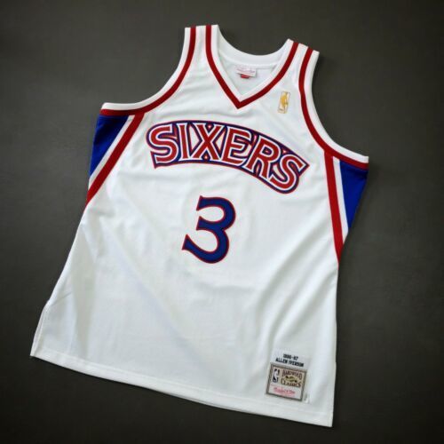 

Cheap 100% Stitched Allen Iverson Mitchell & Ness Sixers 96 97 Jersey Size -5XL Top Basketball jerseys, White