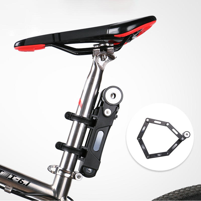 

Anti-cut MTB Bike Folding Lock Foldable Lock Anti-theft Security Bicycle Accessories Motorcycle Safetylock Key With LED Light Alloy Steel