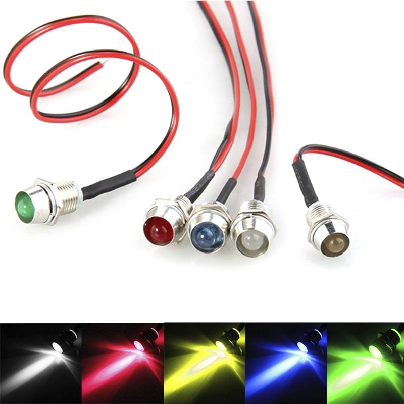 

5mm 12V DC Ultra-Bright LED Indicator Light Prewired Lamp Bulb Set With Bezel Holder 5pcs For Motorbike Motorcycle