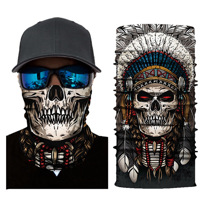 

Balight 3D Skull Face Mask Multifunctional Headwear Hiking Fishing Outdoor Fish Bandana Anti-UV Trout Carp Cycling Magic Bandana, A620
