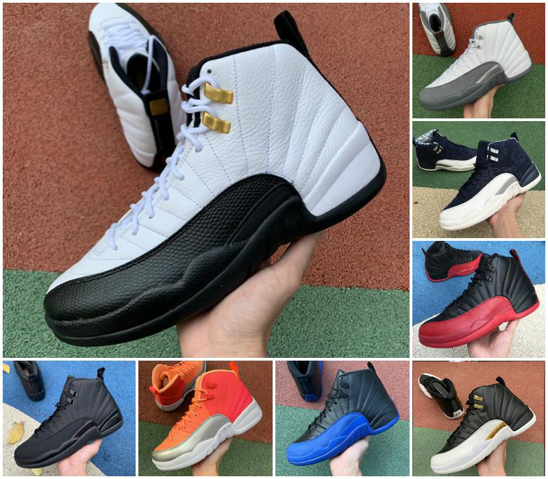 

New 12 Jumpman Mens Basketball Shoes Ovo Black Metallic University Gold Game Sports Sneakers FIBA Royal White Dark Grey Bulls Obsidian Shoes, Color 24