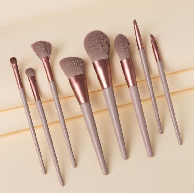 Premium makeup brushes set 8Pcs tools for eyeshadow loose powder blush cosmetics horse hair wood handle brush 4 colors available DHL Free-image-564249366