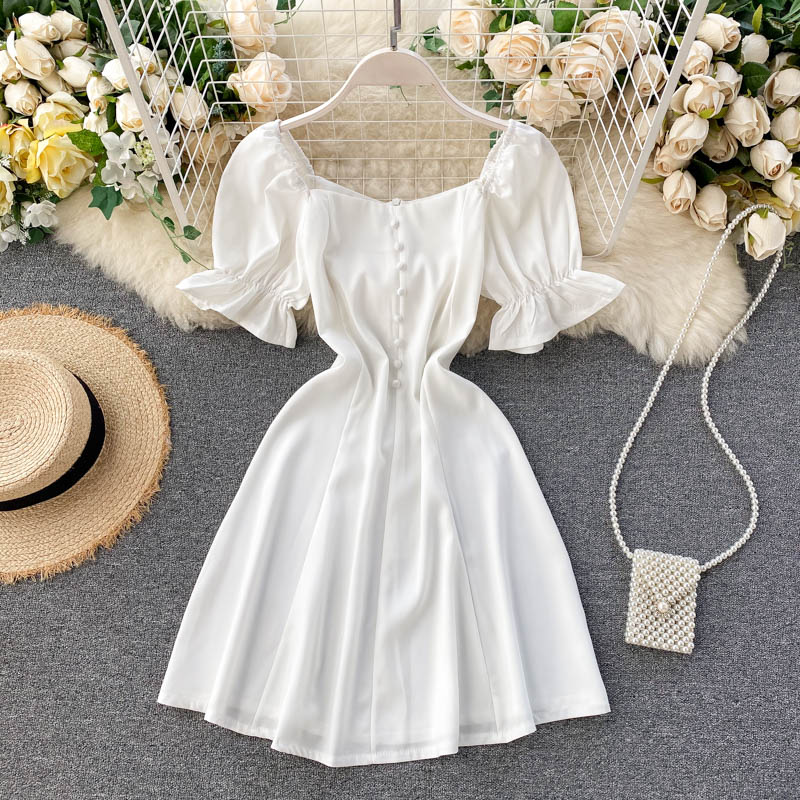 

2020 new fashion women' clothing Square Collar Above Knee, Mini dress women dresses, Black