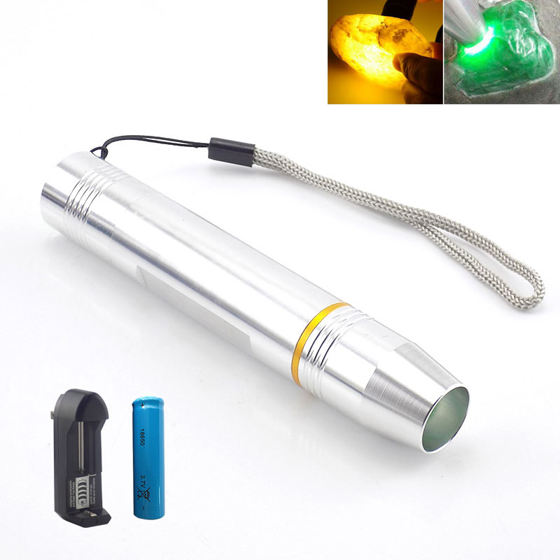 

Mini Jewelry senter jade glare Q5 LED Stone jade flash light white lighting rechargeable 18650 battery stone Detector