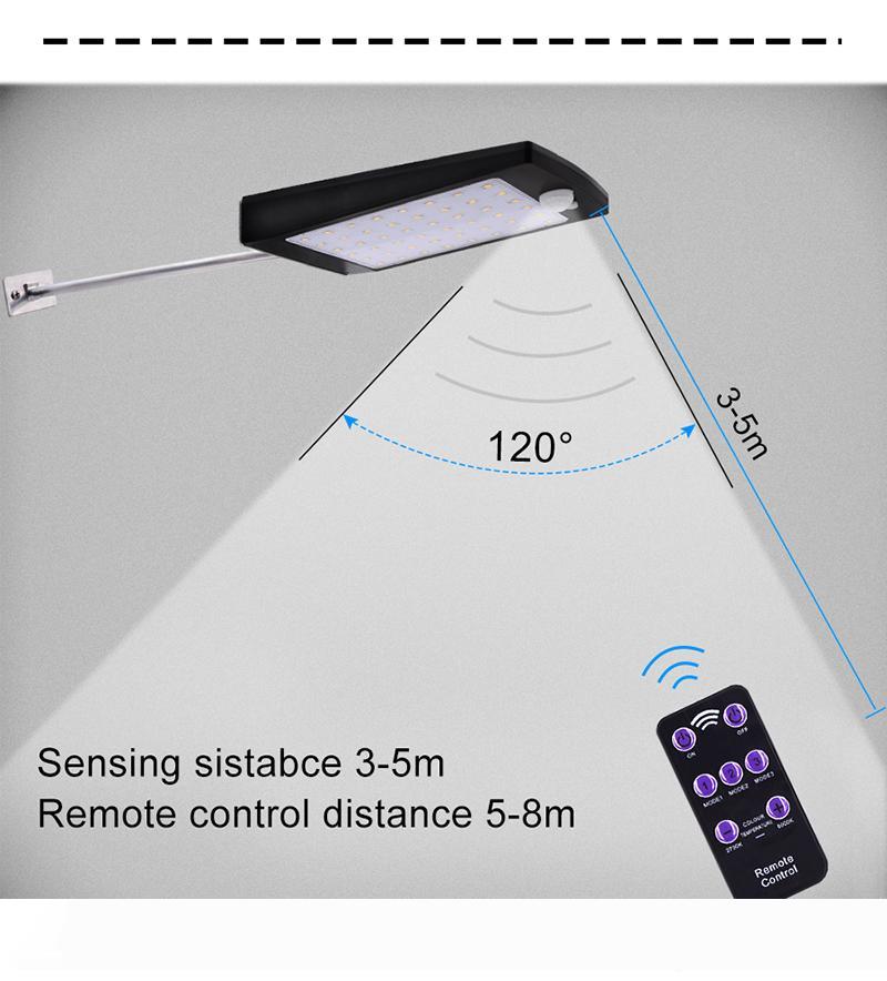 

Solar Outdoor Wall Light 48LED PIR Motion Sensor 3 Modes Solar Garden Lamp With Remote Control IP65 Security Lamp