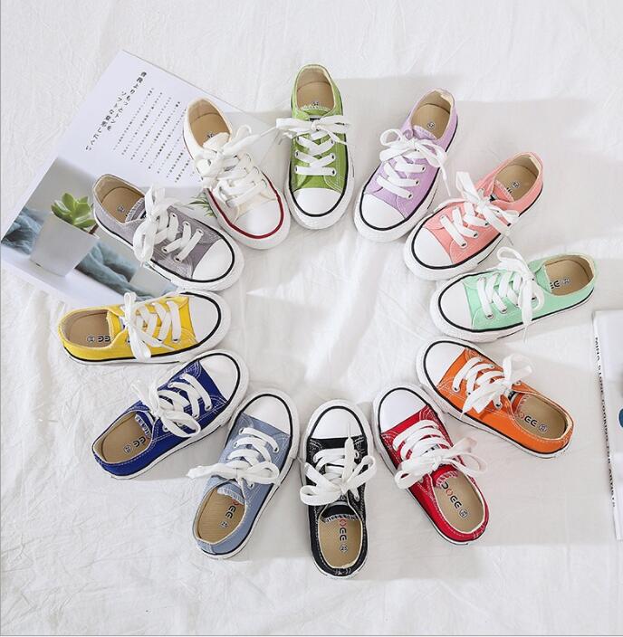 

A New Best-selling Spring low top canvas shoes children's canvas shoes parents and children's small white shoes, Yellow