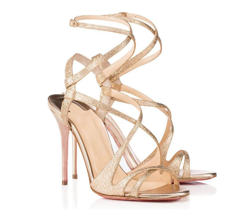 

Luxurious Designer Ladies Summer Red Bottom Sandals Patent Leather Heels Women Sandals Glitter Sandals Pouder Party Dress Wedding EU 35-42