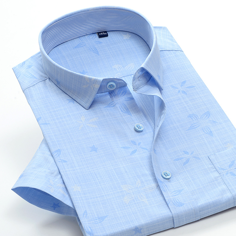 

Short-sleeve formal new Jacquard weave men Summer Cotton high quality men's fashion obese shirt plus size -9XL10XL 38-50 77087, 6838
