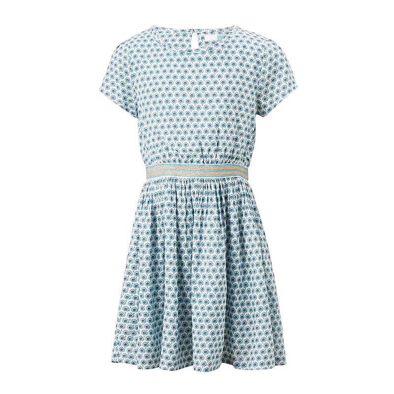 

Little Maven New Summer Lovely Kids Short Blue Printed Waistband Lady O-neck Knitted Cotton Big Girls 4-10yrs Casual Dresses, Light blue