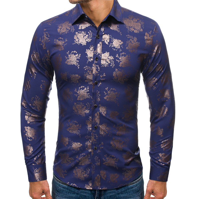 

2020 New Men Shirt Hot Stamping Camisas Hombre Fashion Business Casual Long Sleeve Shirt Men's Clothing Dress, Black