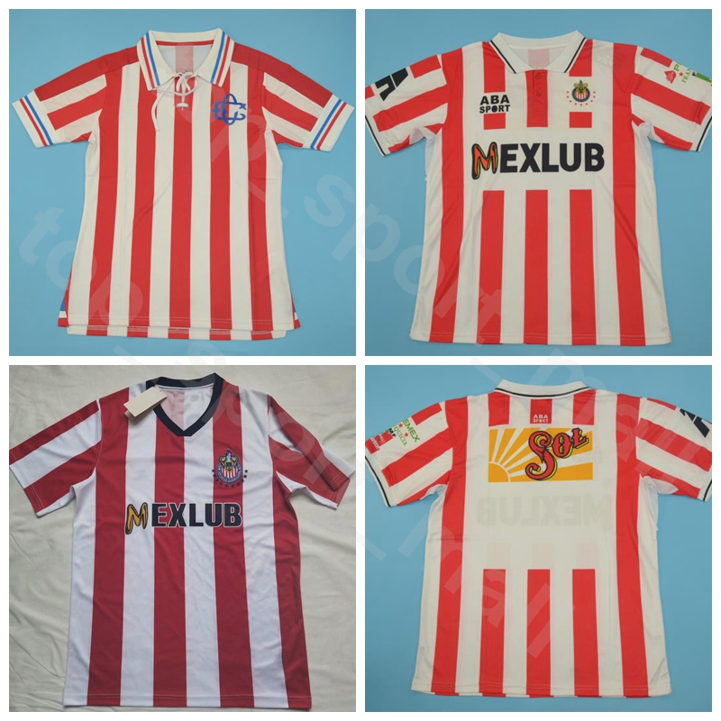

1996 1997 Soccer Vintage CD Chivas Retro Jersey Guadalajara Team Away Red Breathable Custom Name Number Football Shirt Kits Uniform -XXL