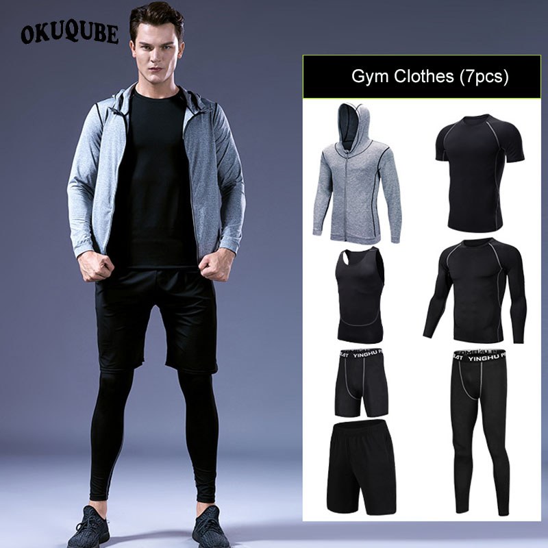 

Sportswear Man Reflective Zipper Hoodie Tracksuit Elastic Breathable Jogging Training Fitness Gym Clothes Men Running Set -3XL, Men sportswear-7-7