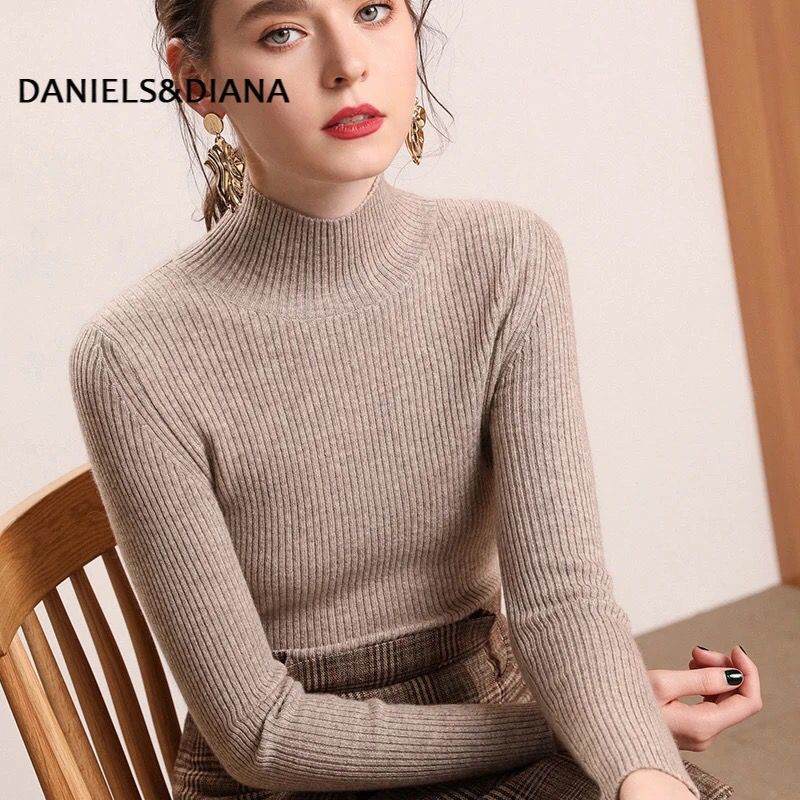 

Brand Knitted Jumper Autumn Winter Tops Turtleneck Pullovers Casual Sweaters Women Shirt Long Sleeve Short Slim Sweater Girls, Black