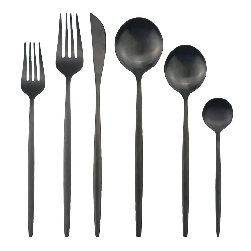 

36Pcs/Set Black Cutlery Set Knives Dessert Forks Spoons Dinnerware Set Stainless Steel Tableware Home Kitchen Silverware