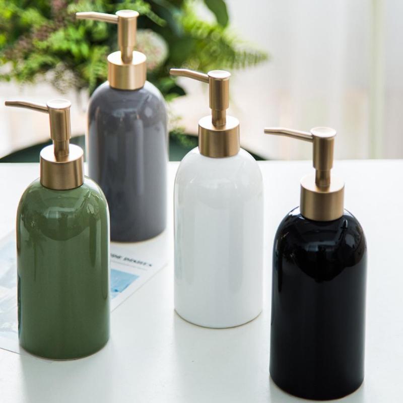 

420ml Liquid Soap Shampoo Lotion Shower Gel Ceramic Liquid Refillable Bottle Dispenser Empty Pump Bottle Container