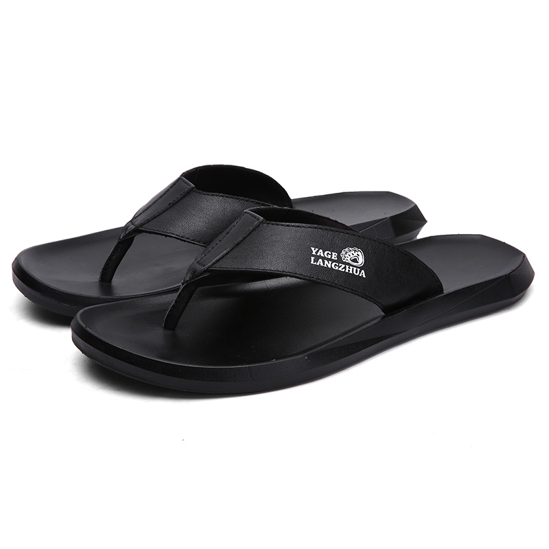 

masculina cuir de Flip genuine homme heren masculino sandalet outdoor genuino work vietnam sandals-men casa beach roman verano, Black
