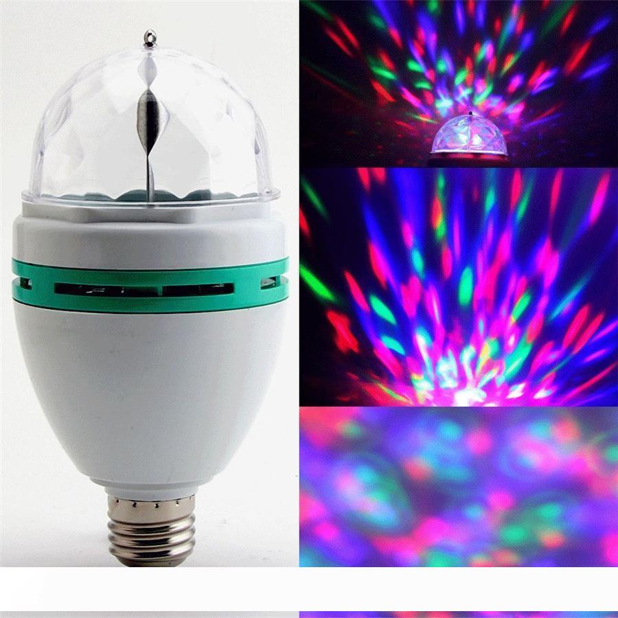 

3W E27 RGB Bulb lighting Full Color LED Crystal Stage Light Auto Rotating Stage Effect DJ lamp mini Stage Light with Retail box