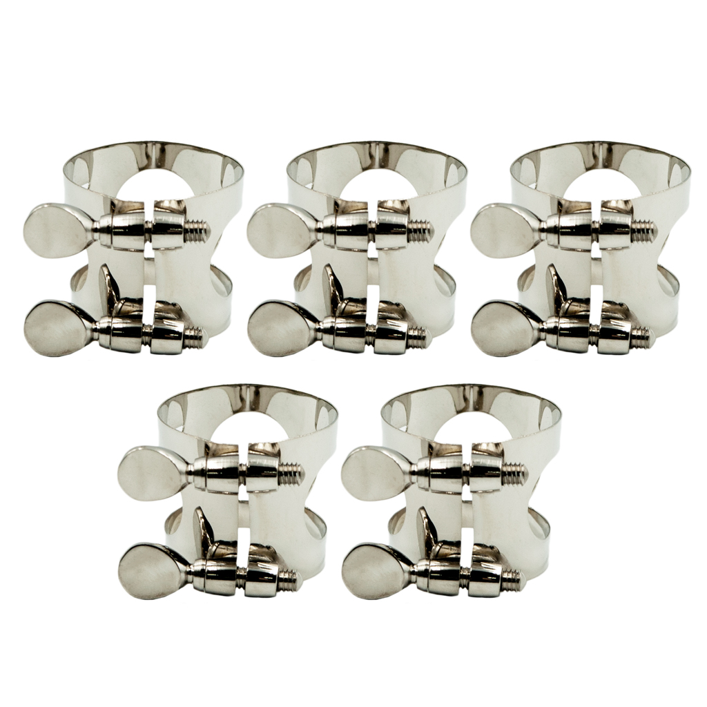 

5 Pieces Saxophone Mouthpiece Clamp Ligature Clip for Sax Lover Players, Silver