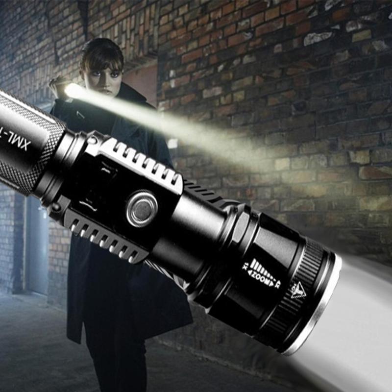 

USB Rechargeable Torch Zoom LED Hand Light Cycling Waterproof Phone Charger Hiking Portable