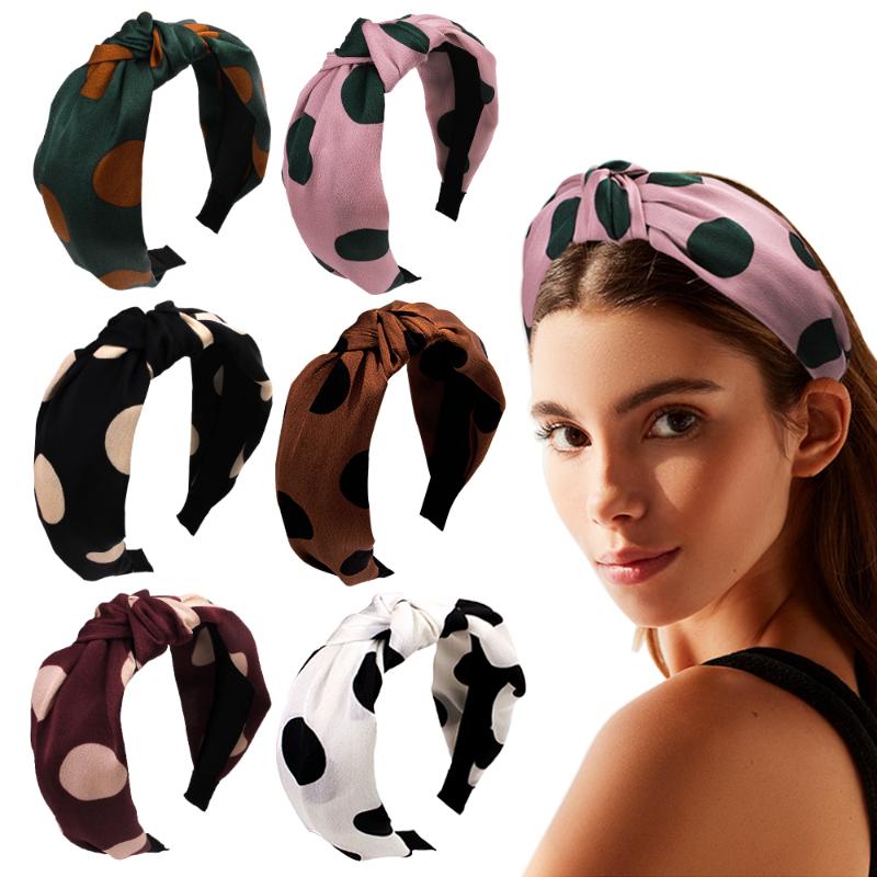 

Cute Silky Wide Hair Bands For Women Knitted Headband Dot Hairband Corss Knot Hair Hoop Vintage Girls Oversized Accessories