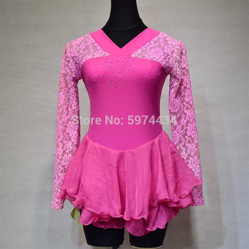 

IceLead Kids Teen Sparkly Figure Skating Dress Ice Skating Dance Wear Gymnastics Leotard for Girls Contemporary Costumes Dresses, As pic