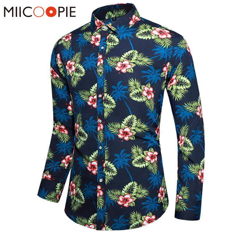 

Floral Dress Shirt Men 2020 Brand New Casual Long Sleeve Slim Blouse Hawaii Tops Social Business Plus Size 7XL Mens Streetwear, C628