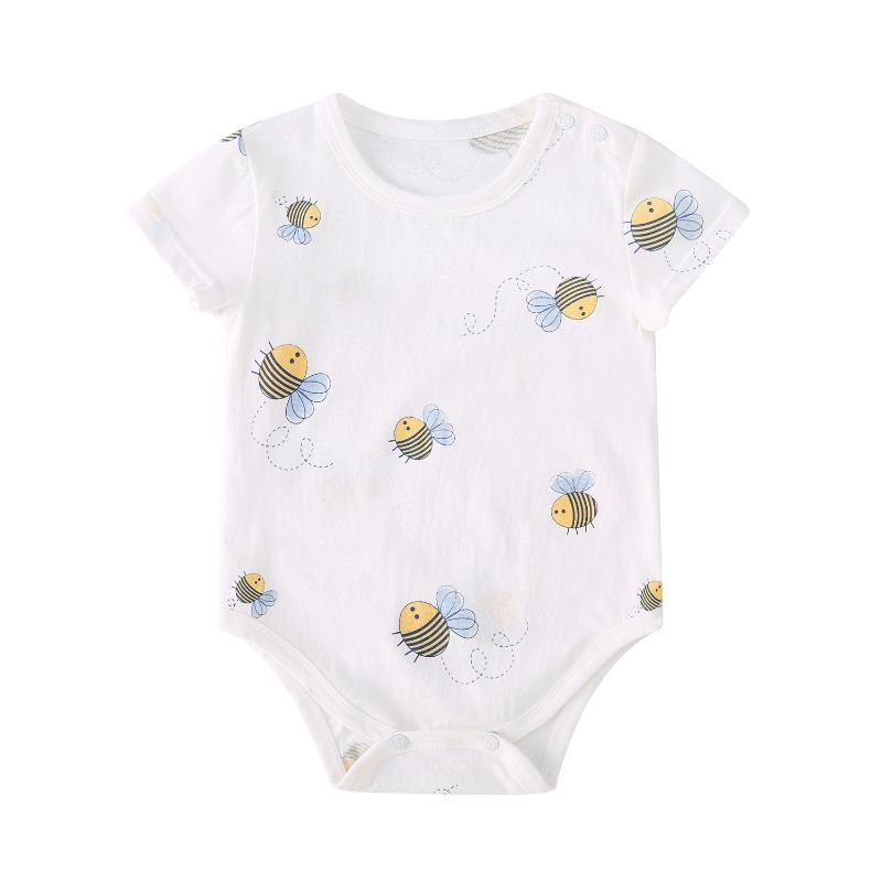 

Pureborn Newborn Baby Bodysuit Cartoon Elephant Bees Baby Girl Clothes Cotton for Boys Short Sleeve Summer Bodysuit