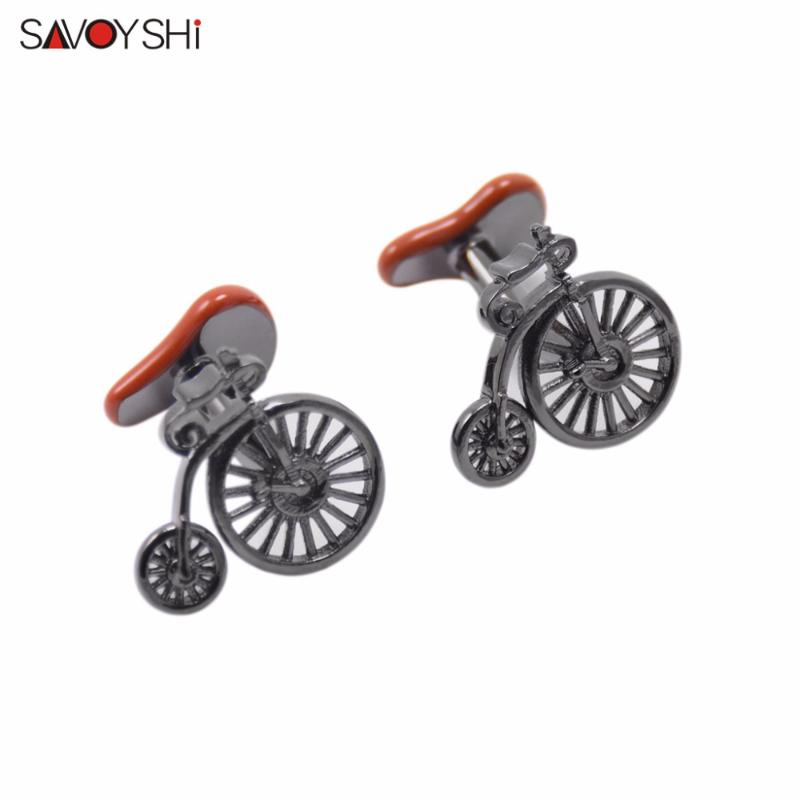 

SAVOYSHI Novelty Bicycle Cufflinks for Mens Shirt Cuff buttons High Quality Brown Enamel Cuff links Fashion Men Brand Jewelry