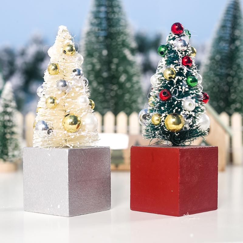 

2 Pcs Christmas Tree Mini Colorful Beads PVC Decoration Creative Table Desktop Household Window Dressing Ornaments Kids Gifts
