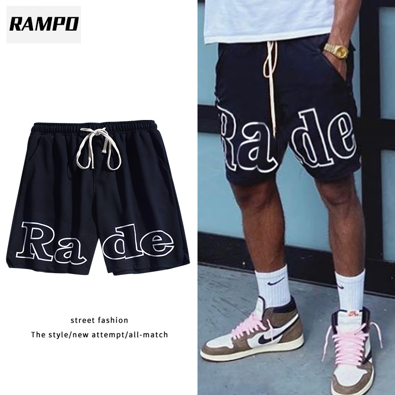 

RAMPO Men New Shorts Men's loose Short Trousers Fitness Bodybuilding Jogger Mens Brand durable Sweatpants Fitness Workout, Black