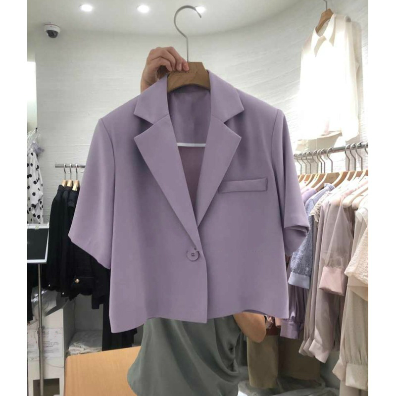 

Fashion Large Size Women Casual Cropped Short Suit Plus Size Loose Women Purple Suit Blazer Ladies Button Summer Top 3xl 4xl 5xl, Black