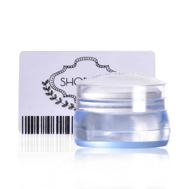 

New Chess Style Jelly Blue Transparent Nail Stamper Silicone Clear Pink Nail Art Stamper Scraper Stamping Tool Kit Set