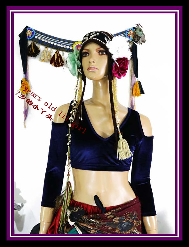 

Velvet Fat Chance Tribal Choli belly dance Drop long sleeve top dance FA24