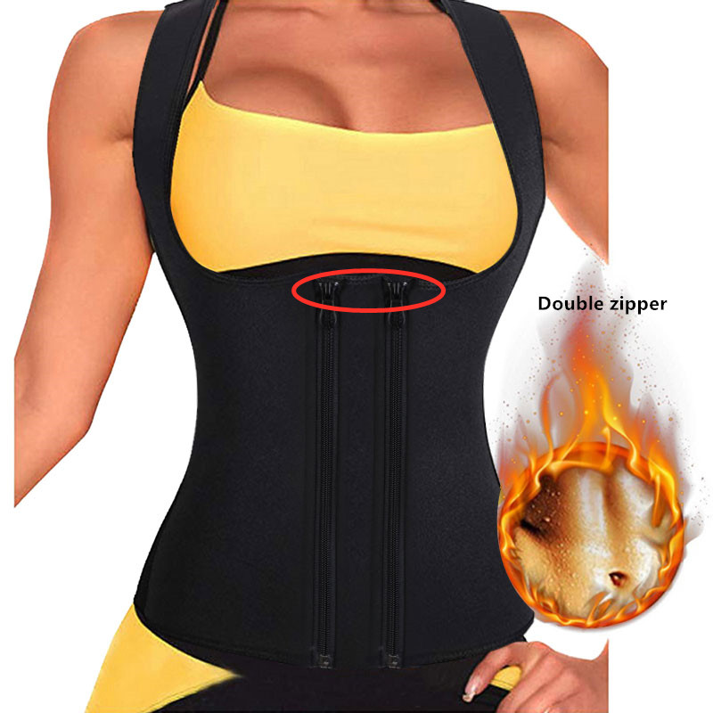 

Women men Double Front Zipper Waist Trainer body Shaper Cinchers Thin Shapers Slimming Belt Corset Girdle Shaping Bodysuit, Black