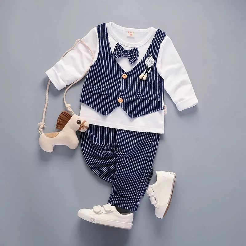 

Children's suit cotton baby boy gentleman long-sleeved shorts suit boys kids 80-110 P01, Grey