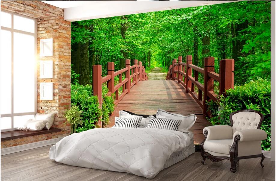 

3d wallpaper custom photo mural Park wooden bridge garden landscape background wall background painting home decor wall art 3d stickers, Non-woven wallpaper