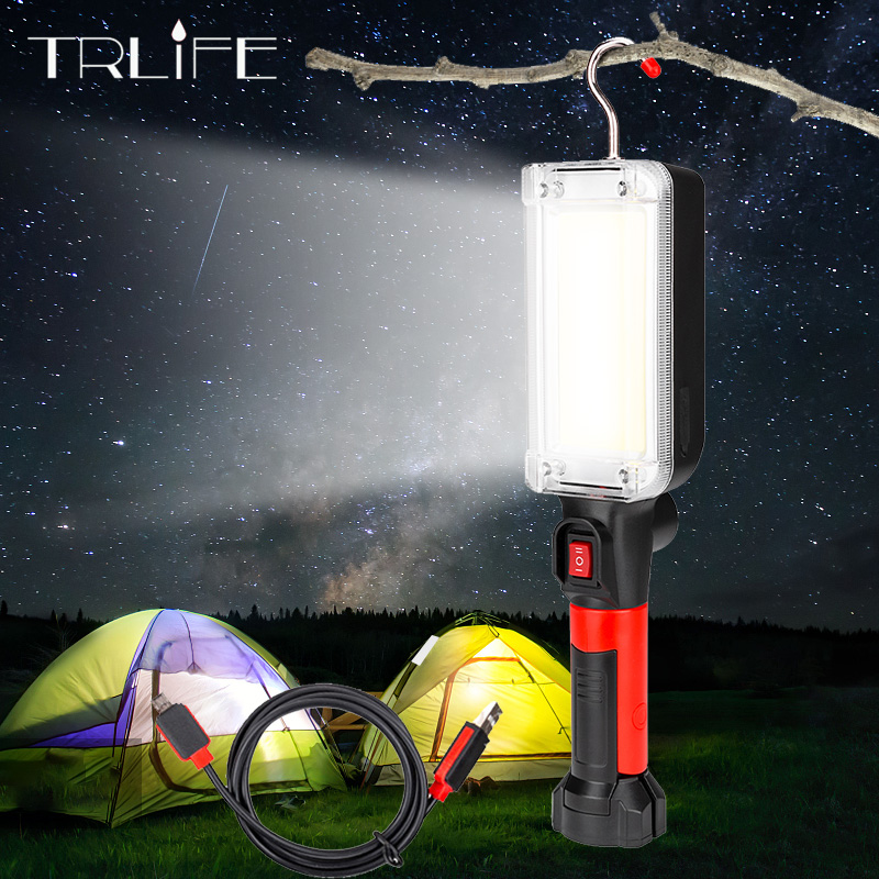 

Portable 8000lm LED Work Lamp Light Rechargeable Floodlight COB Maintenance Lamp Magnetic Hook Clip Torch Use 18650