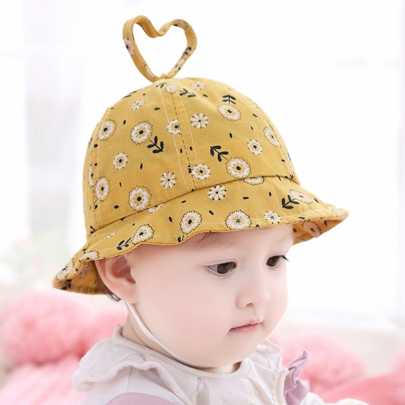 

Summer Baby Sun Hat Unisex Cotton Cute Infant Caps Boys and Girls Bucket Hats Flower Print Denim Toddler Kids Cap 1-3 years, 01
