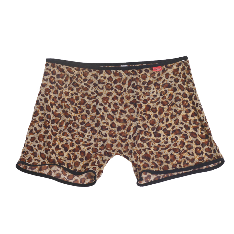 

Leopard printed mesh gauze men's sexy boxer shorts underpants, Yellow leopard