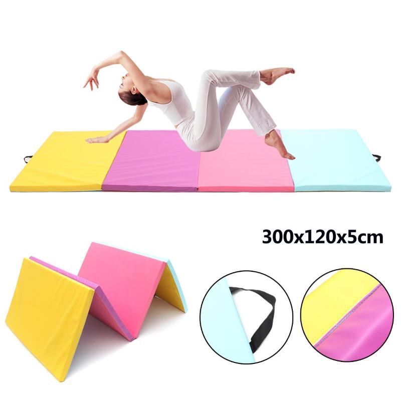 

Large Folding Yoga Mats PU Leather Gymnastics Mat Floor Dancing Exercise Fitness Training Pad Outdoor Picnic Mat 300x120x5cm, As pic