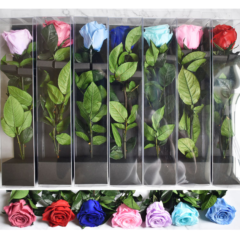 

4-5CM Diameter Preserved Rose Flowers Rose With 28cm Stem Mothers Day DIY Wedding Eternal Life Flower Material Gift, Red