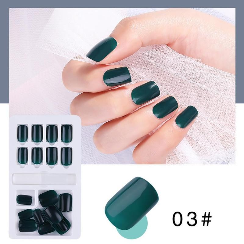 

1box Fake Nails Solid Color Removable And Reusable False Nail Wear Patch False Nails Tips Glue Nail Art Decoration