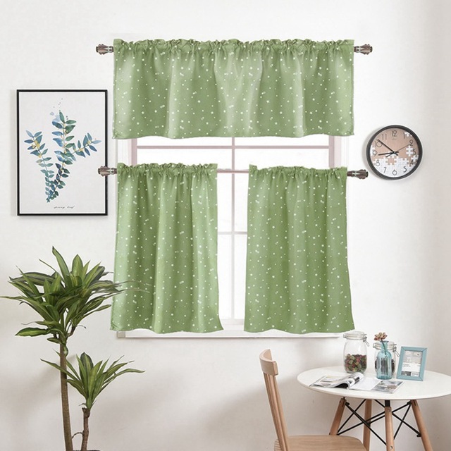 

1 Piece Rod Pocket Star Hot stamping Short Curtains Valance Tie For Small Window Blackout Drapes Roman Kitchen Cortina DL123C, Color 2 cloth