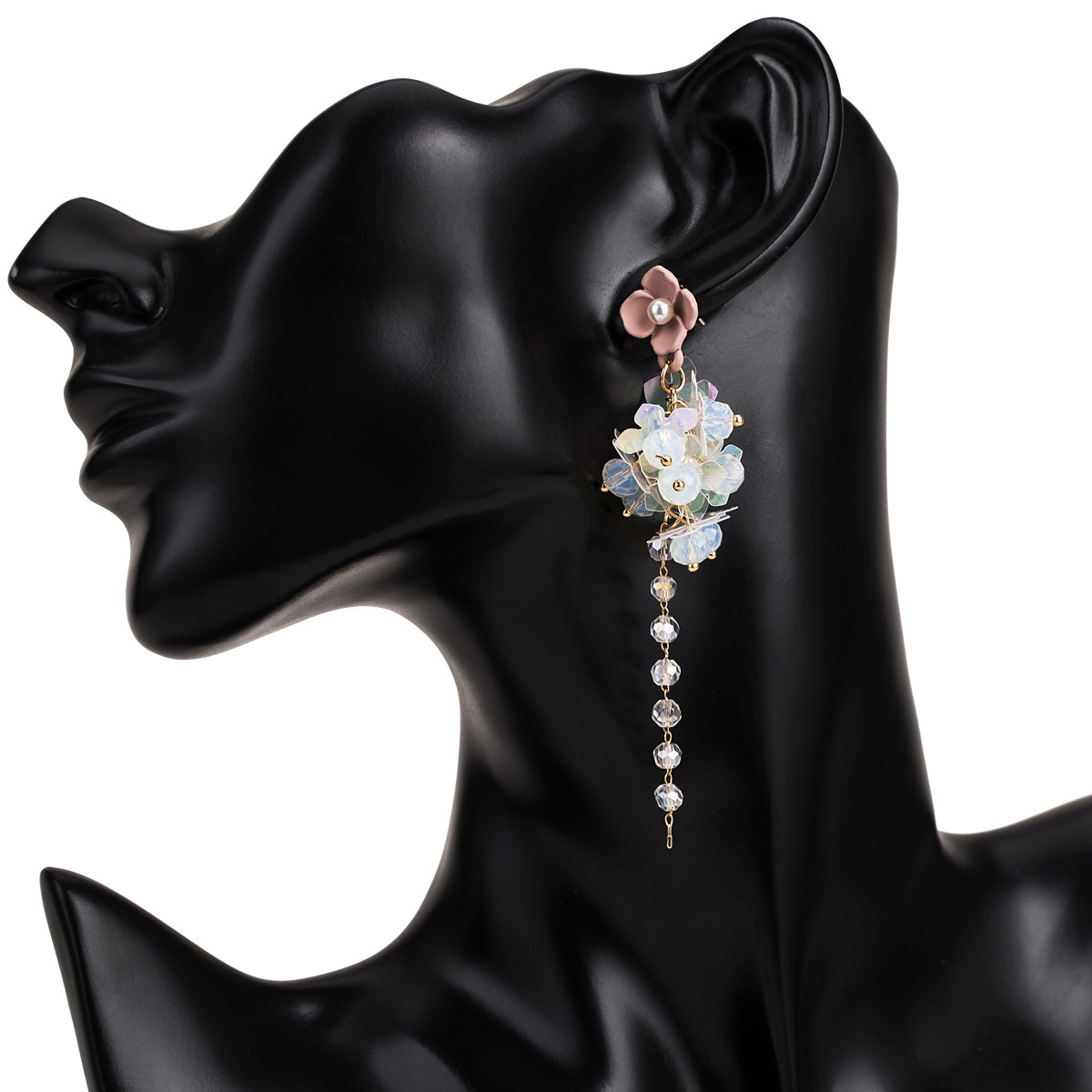 

Exaggerated diamond tassel flower earrings multi-layer woven bohemian popular earrings