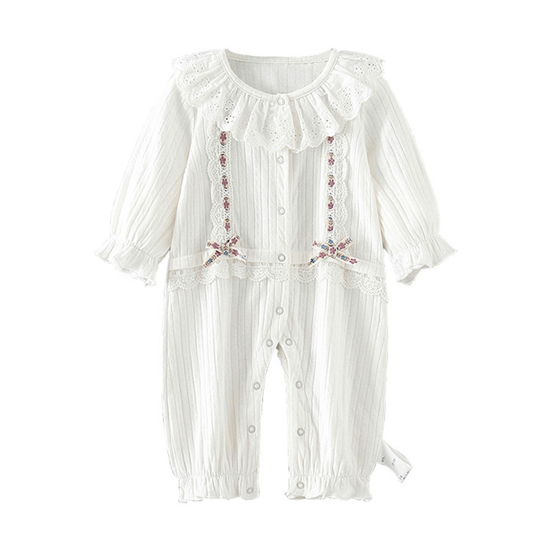 

baby girl clothes newborn lace infant girls set autumn baby rompers long sleeve cotton kids clothing 0-2Y, White